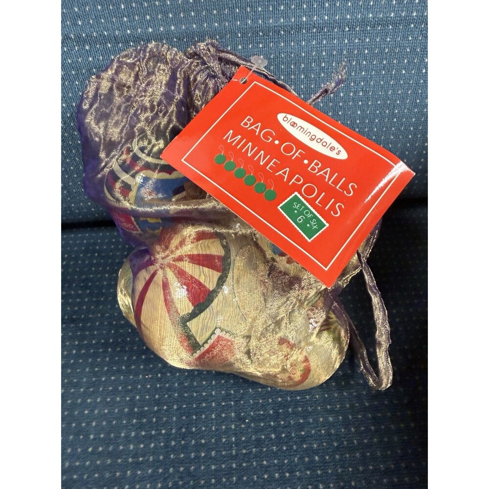 Vintage Bloomingdales Paper Mache Christmas Ornaments Minneapolis Set Of 6
